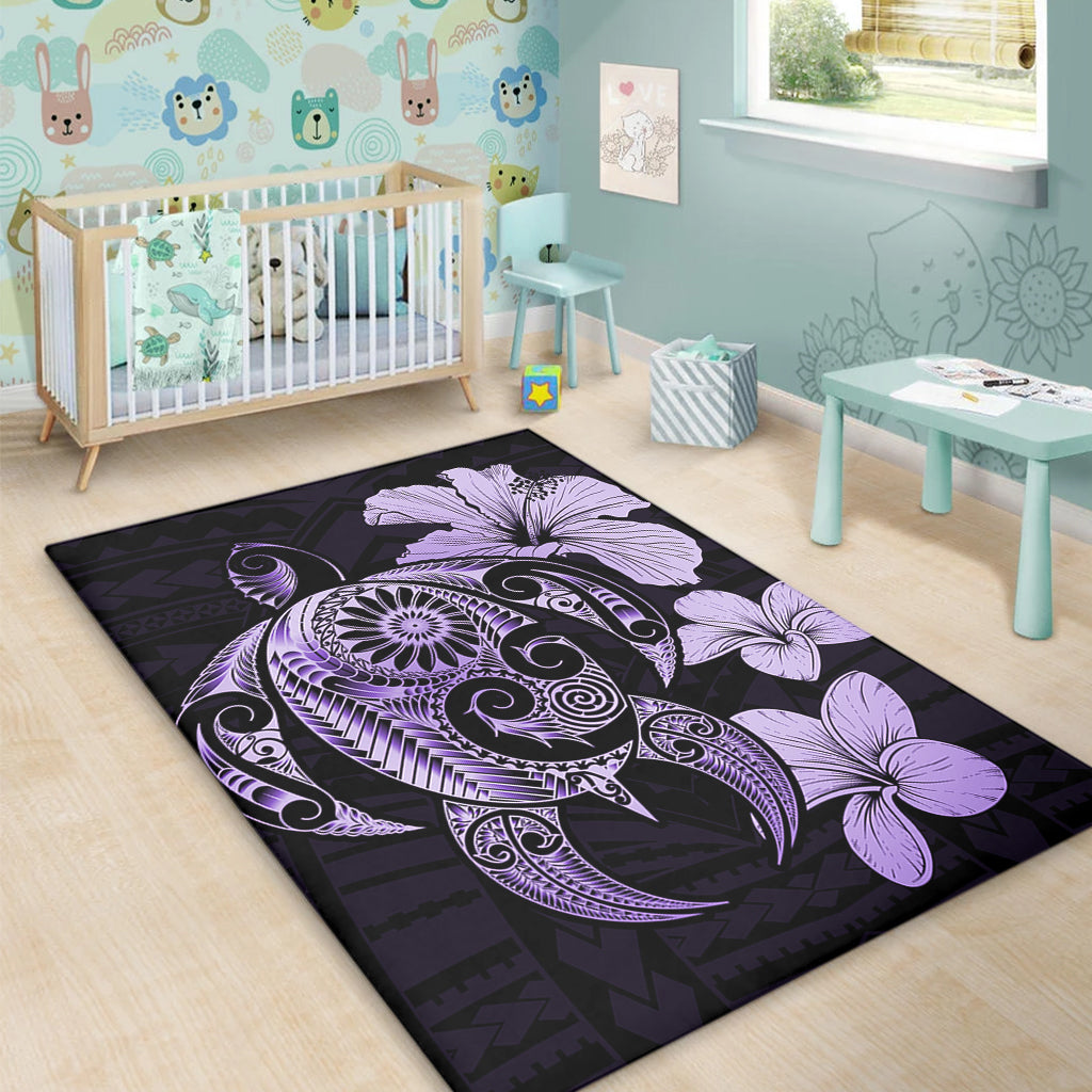 Hawaii Area Rug Hibiscus Plumeria Mix Polynesian Turtle
