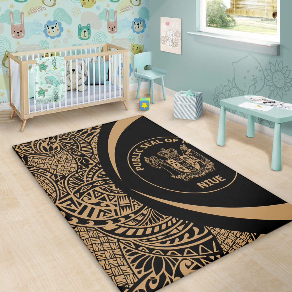 Niue Area Rug Lauhala Gold Circle Style