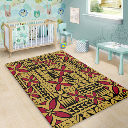 Samoa Area Rug Siapo Design Tribal Pattern Yellow