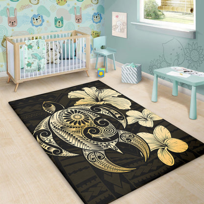 Hawaii Area Rug Hibiscus Plumeria Mix Polynesian Turtle