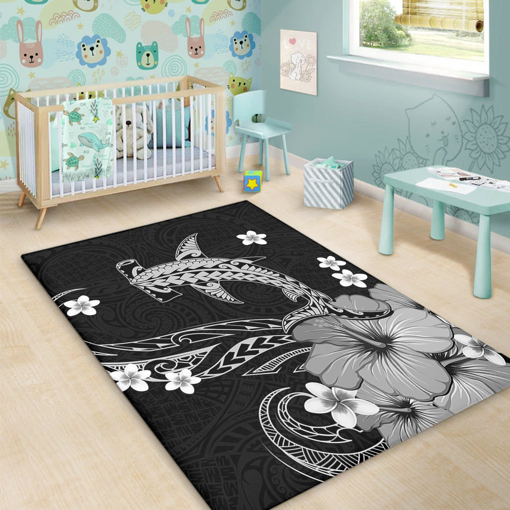 Hawaii Area Rug Shark Polynesia Tribal Tattoo