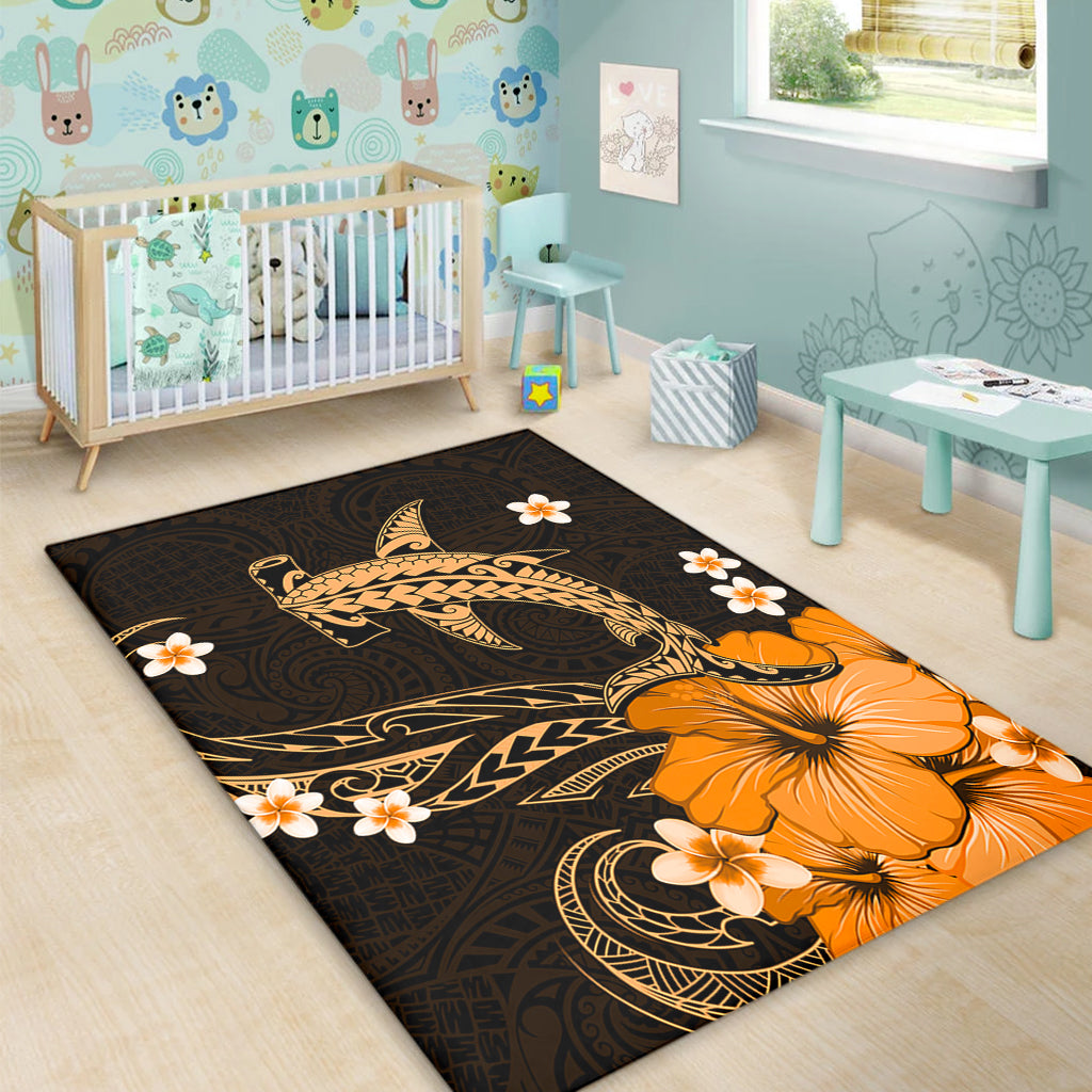 Hawaii Area Rug Shark Polynesia Tribal Tattoo