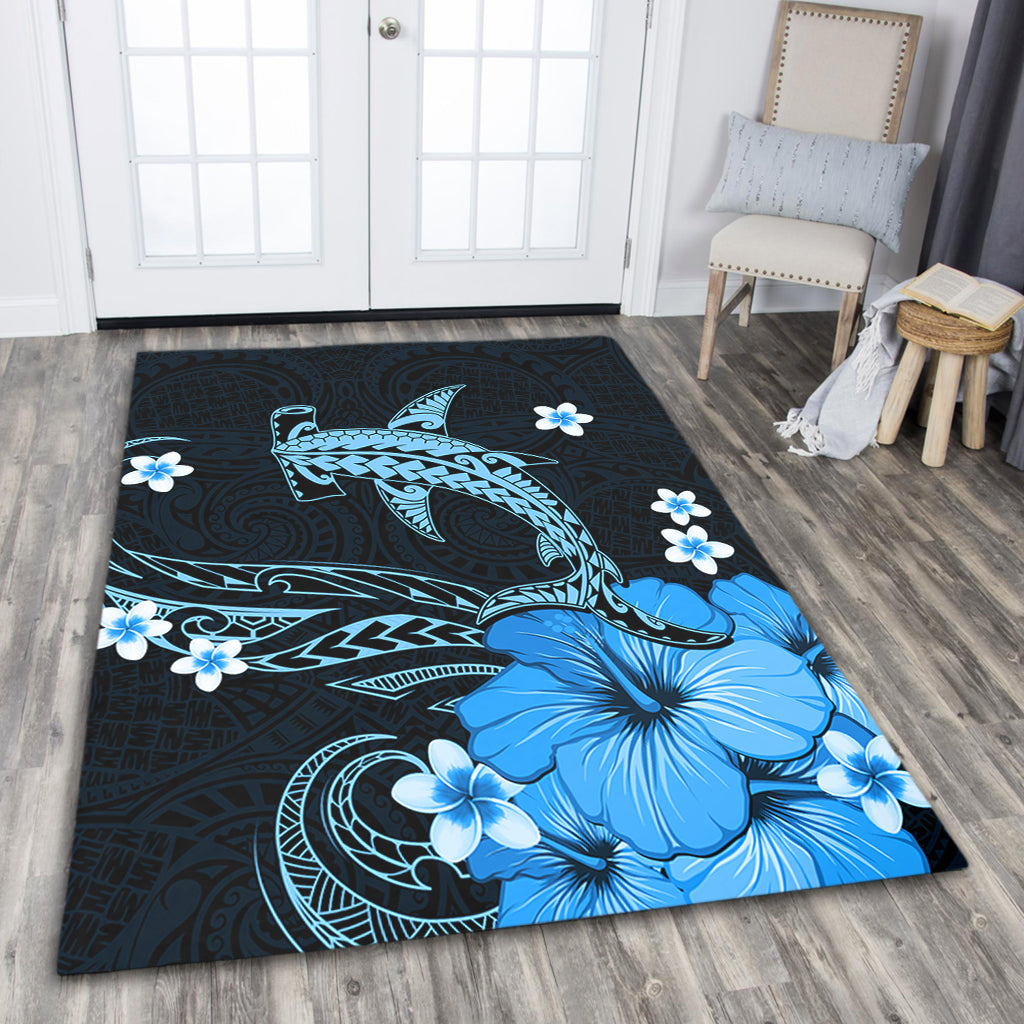 Hawaii Area Rug Shark Polynesia Tribal Tattoo