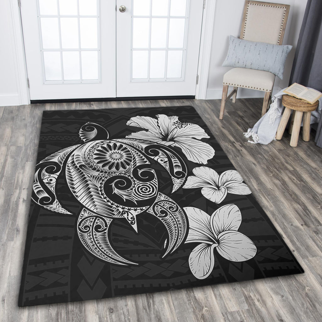 Hawaii Area Rug Hibiscus Plumeria Mix Polynesian Turtle