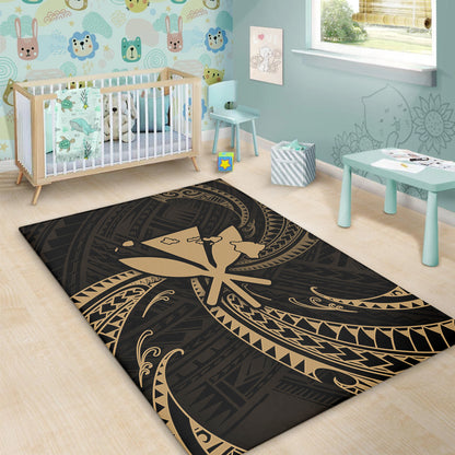 Hawaii Area Rug Kanaka Map Tribal Wave