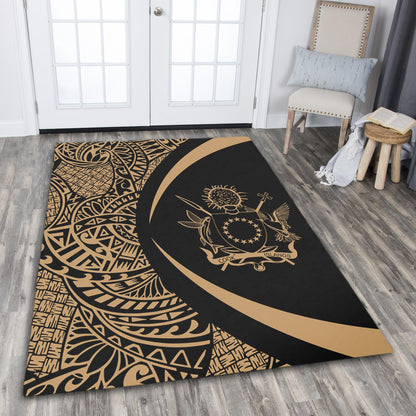 Cook Islands Area Rug Lauhala Gold Circle Style