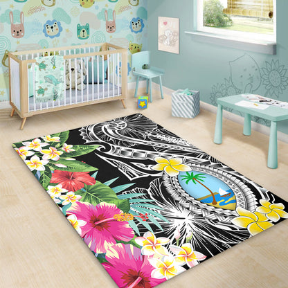 Guam Area Rug Summer Plumeria Tribal Tattoo