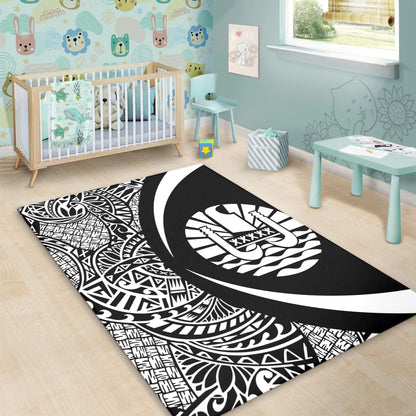 French Polynesia Area Rug Lauhala White Circle Style