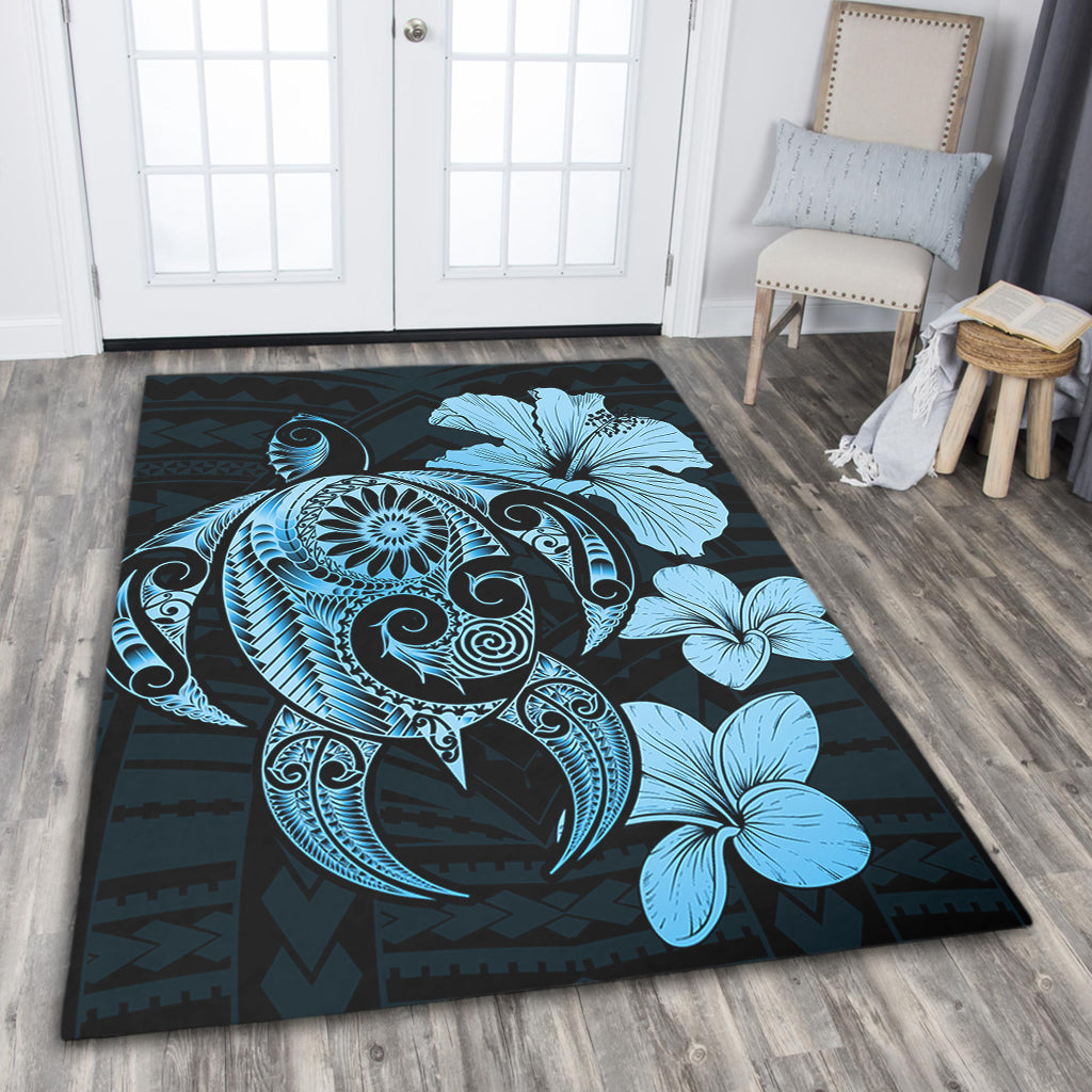 Hawaii Area Rug Hibiscus Plumeria Mix Polynesian Turtle