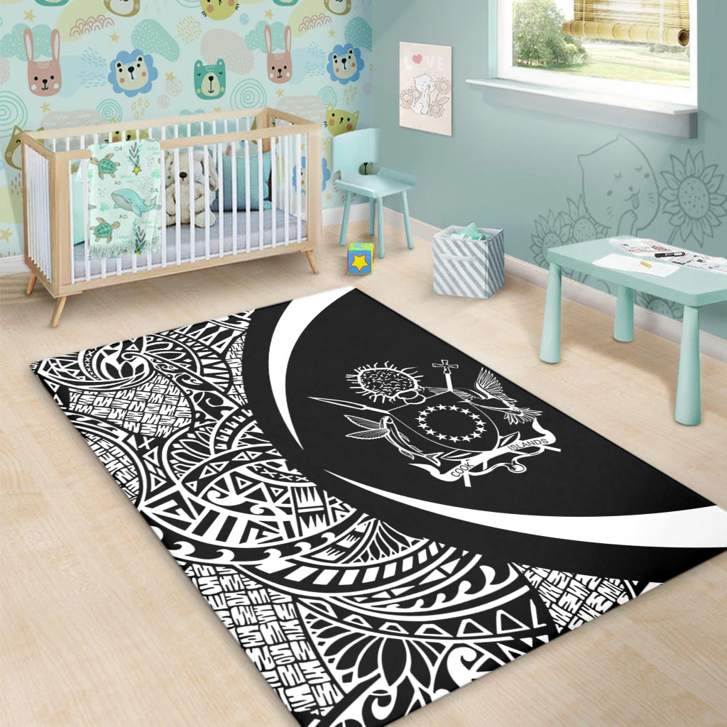 Cook Islands Area Rug Lauhala White Circle Style