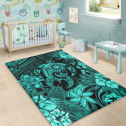 Hawaii Area Rug Tribal Polynesia Sea Turtle Design Pacific Dream
