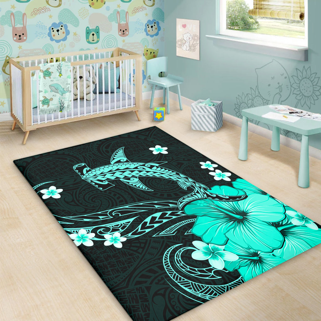 Hawaii Area Rug Shark Polynesia Tribal Tattoo