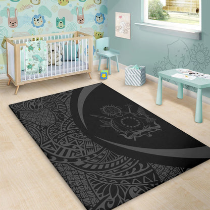 Cook Islands Area Rug Lauhala Gray Circle Style
