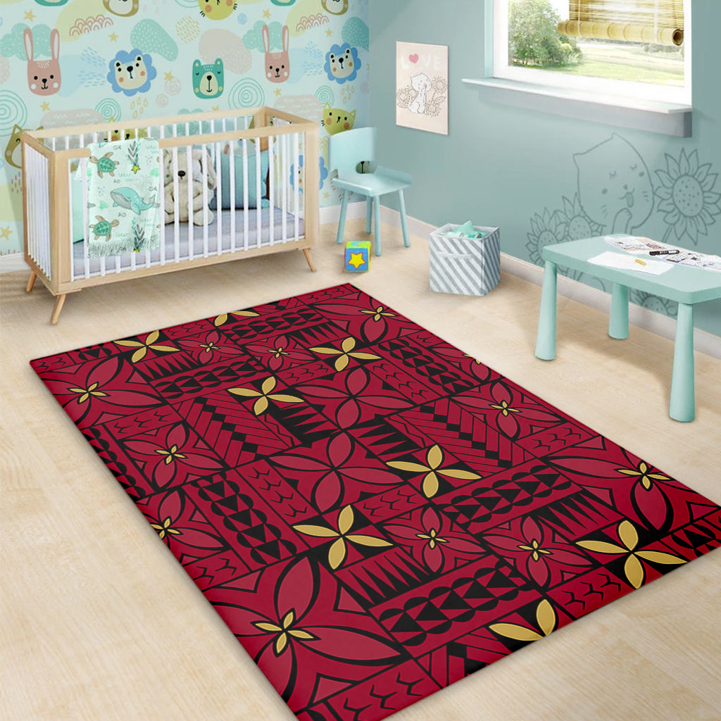 Samoa Area Rug Siapo Design Tribal Pattern Red
