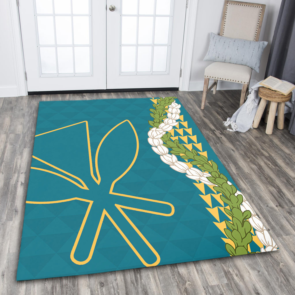 Hawaii Area Rug Kanaka Maoli Puakenikeni Maile Flower Lei