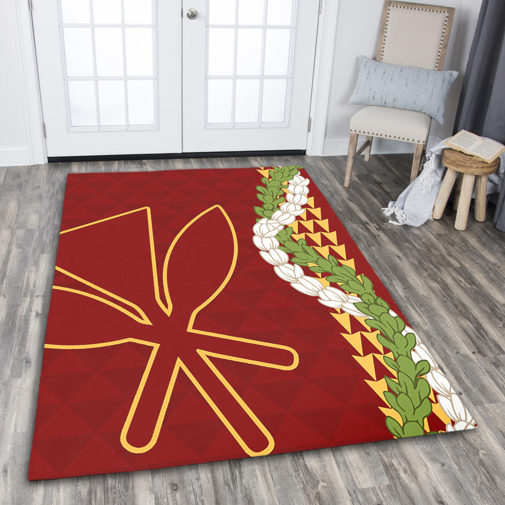 Hawaii Area Rug Kanaka Maoli Puakenikeni Maile Flower Lei