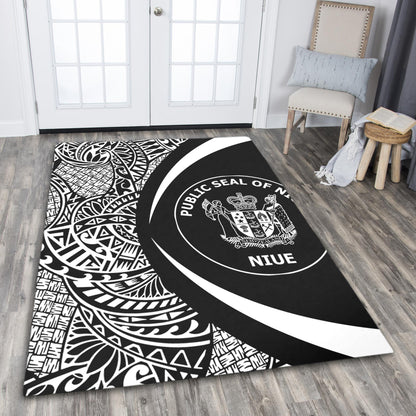 Niue Area Rug Lauhala White Circle Style