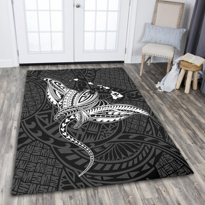 Hawaii Area Rug Hawaiian Map Polynesian Tribal Ray Tattoo