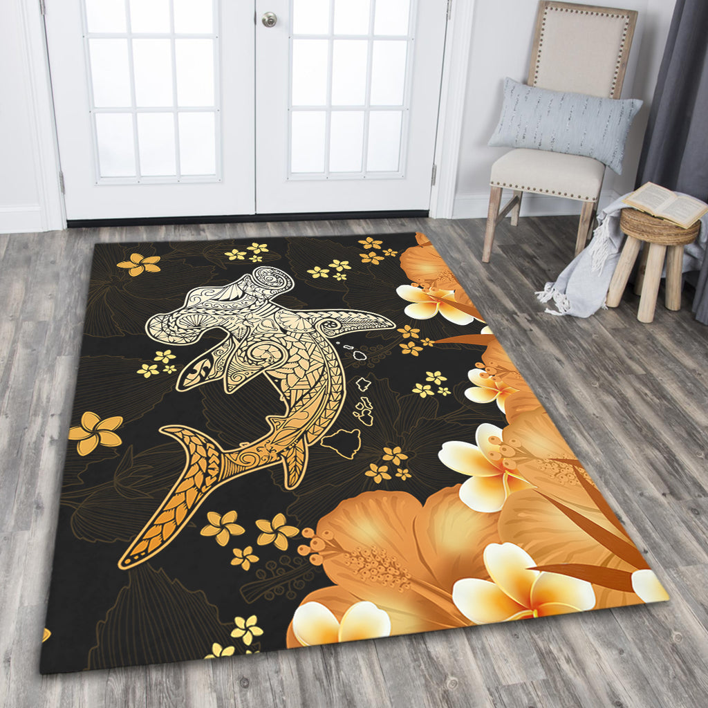 Hawaii Area Rug Tribal Polynesia Shark Tattoo