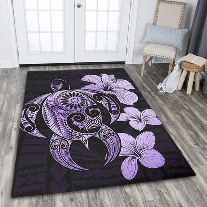 Hawaii Area Rug Hibiscus Plumeria Mix Polynesian Turtle