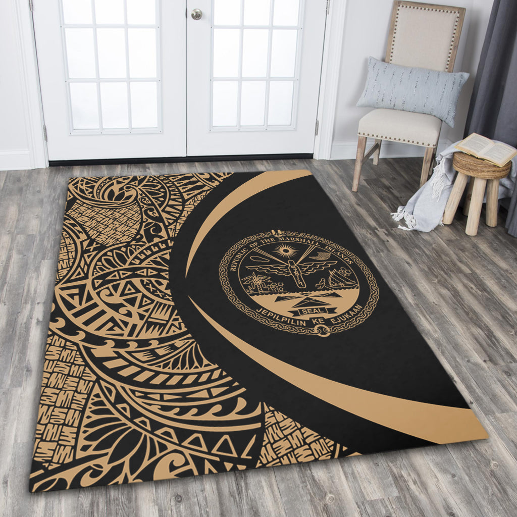 Marshall Islands Area Rug Lauhala Gold Circle Style