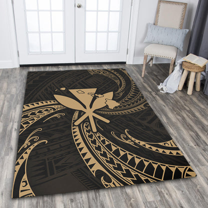 Hawaii Area Rug Kanaka Map Tribal Wave