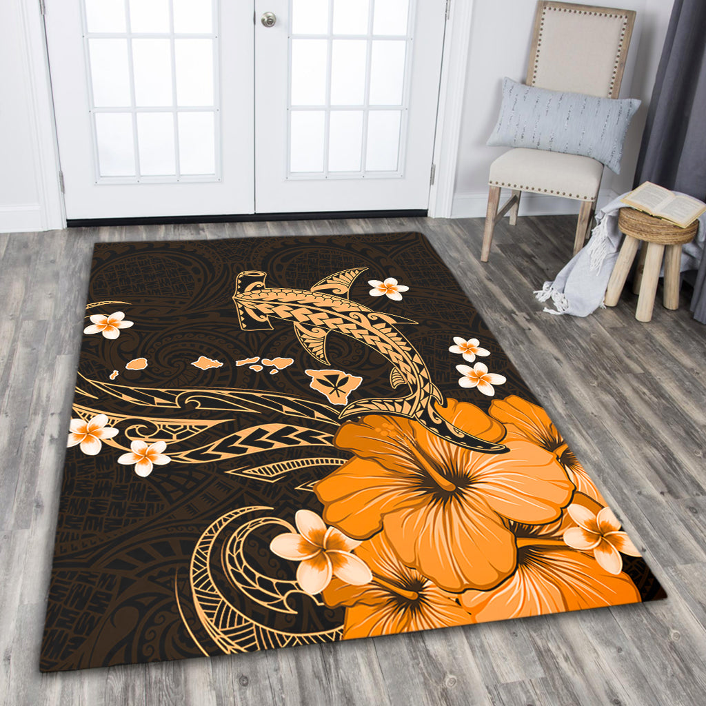 Hawaii Area Rug Kanaka Map And Shark Tribal Tattoo