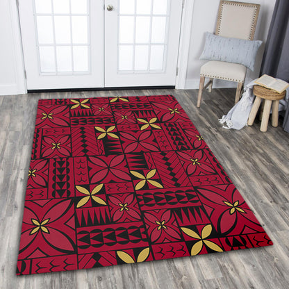 Samoa Area Rug Siapo Design Tribal Pattern Red