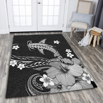 Hawaii Area Rug Shark Polynesia Tribal Tattoo