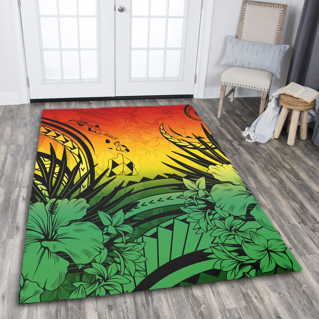 Hawaii Area Rug Map Polynesian Tattoo Tropical Summer