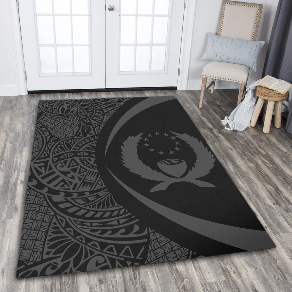 Pohnpei State Area Rug Lauhala Gray Circle Style