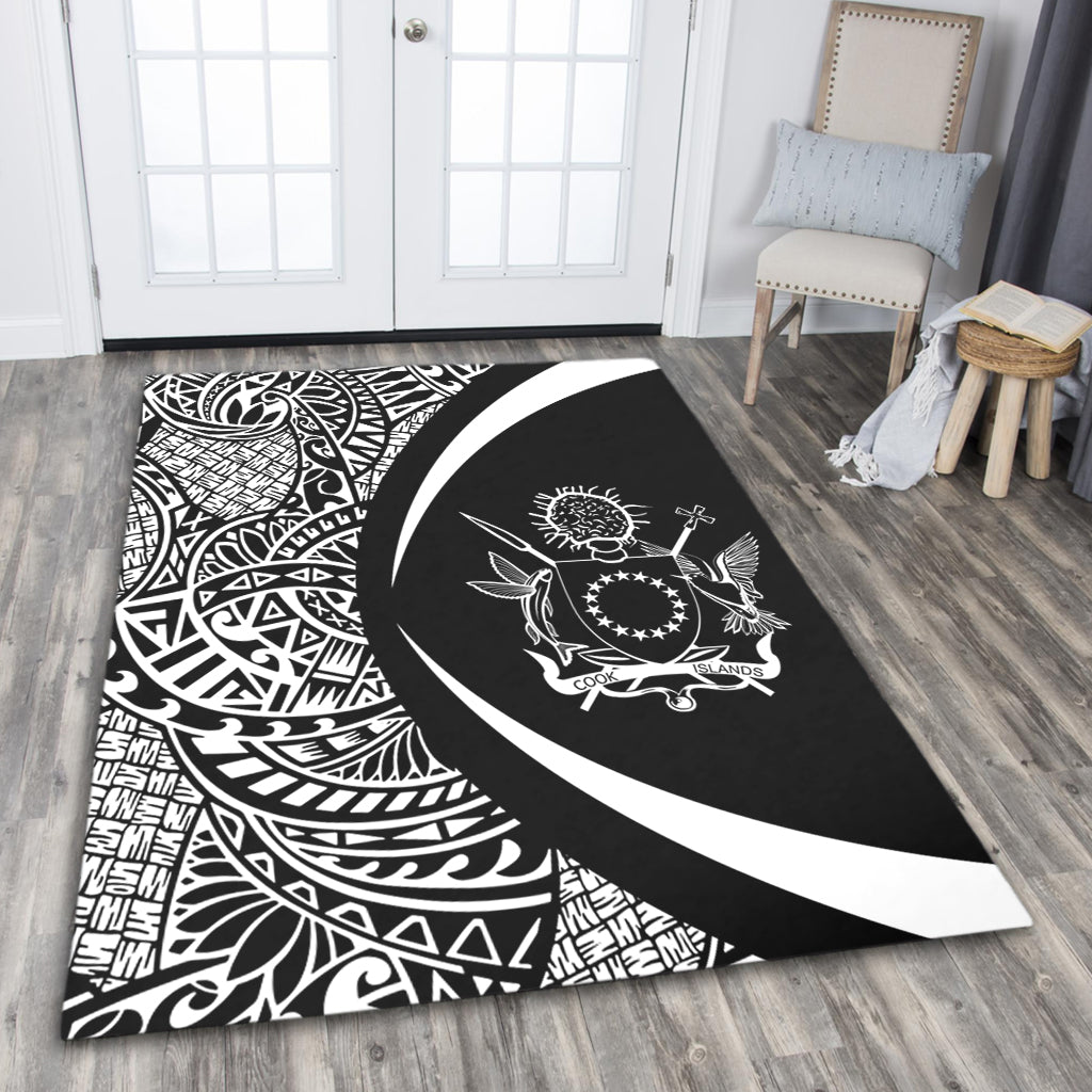 Cook Islands Area Rug Lauhala White Circle Style