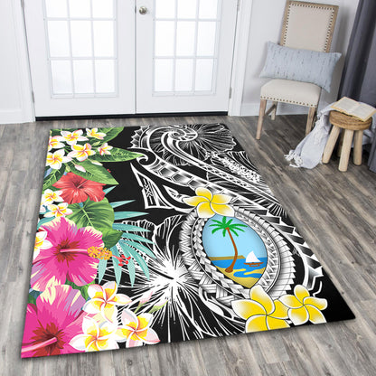 Guam Area Rug Summer Plumeria Tribal Tattoo