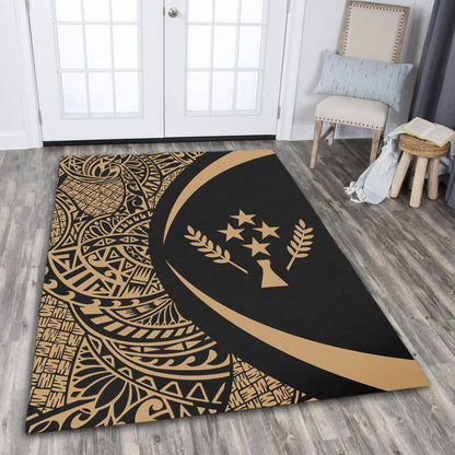 Kosrae Area Rug Lauhala Gold Circle Style