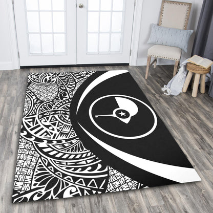 Yap State Area Rug Lauhala White Circle Style