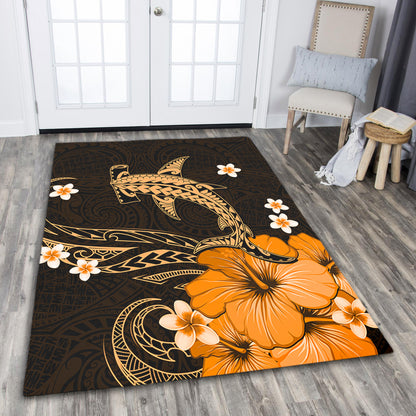 Hawaii Area Rug Shark Polynesia Tribal Tattoo