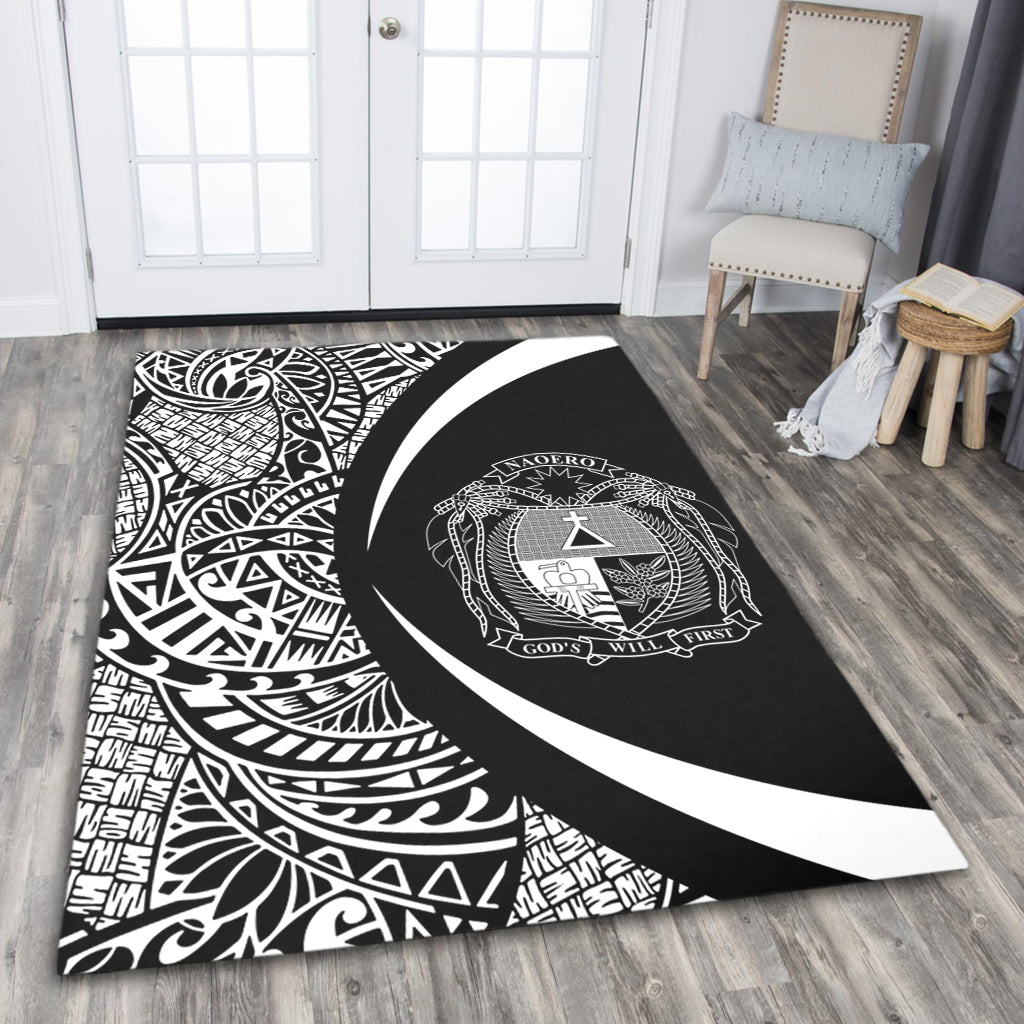 Nauru Area Rug Lauhala White Circle Style