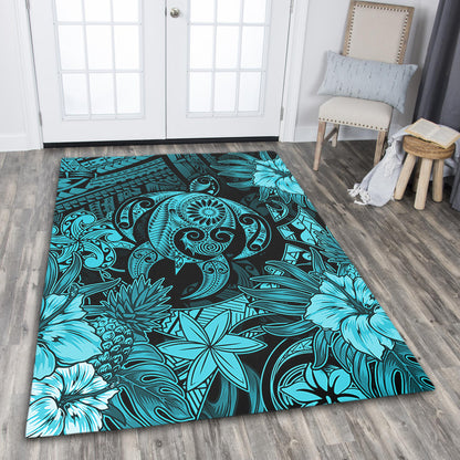 Hawaii Area Rug Tribal Polynesia Sea Turtle Design Pacific Dream