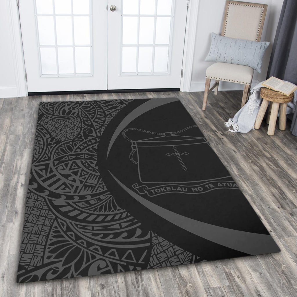 Tokelau Area Rug Lauhala Gray Circle Style
