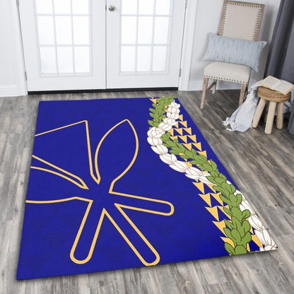 Hawaii Area Rug Kanaka Maoli Puakenikeni Maile Flower Lei