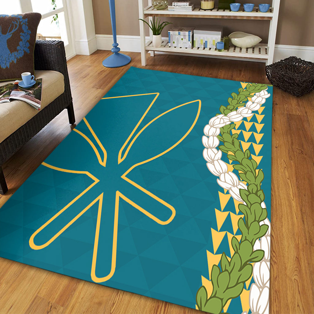 Hawaii Area Rug Kanaka Maoli Puakenikeni Maile Flower Lei