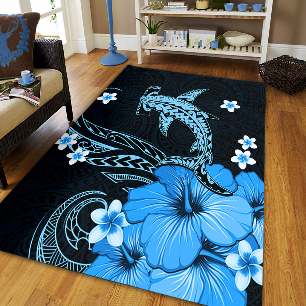 Hawaii Area Rug Shark Polynesia Tribal Tattoo
