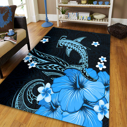 Hawaii Area Rug Shark Polynesia Tribal Tattoo