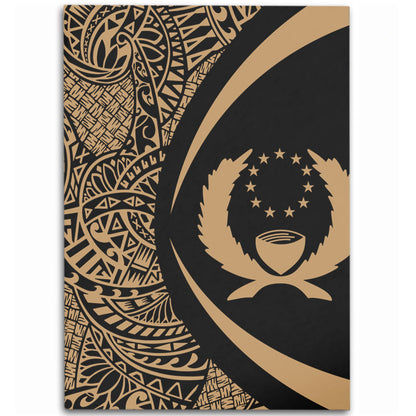 Pohnpei State Area Rug Lauhala Gold Circle Style