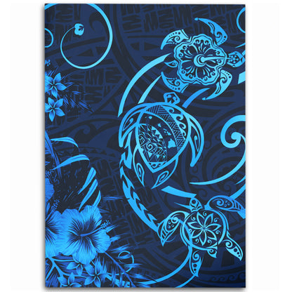 Hawaii Area Rug Hibiscus Flower And Map On The Back Turtle