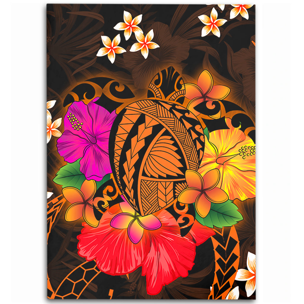 Hawaii Area Rug Polynesia Tribal Turtle Tropical Flower