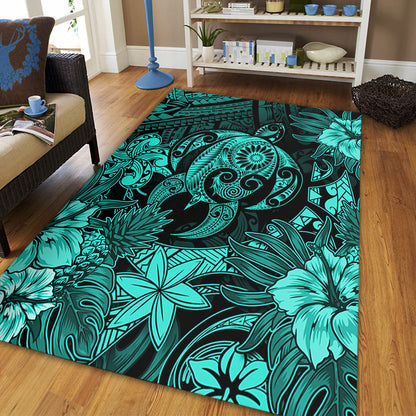 Hawaii Area Rug Tribal Polynesia Sea Turtle Design Pacific Dream