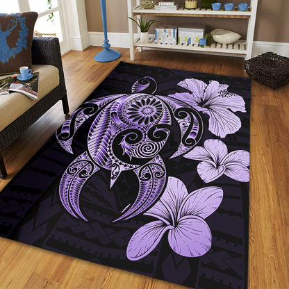 Hawaii Area Rug Hibiscus Plumeria Mix Polynesian Turtle
