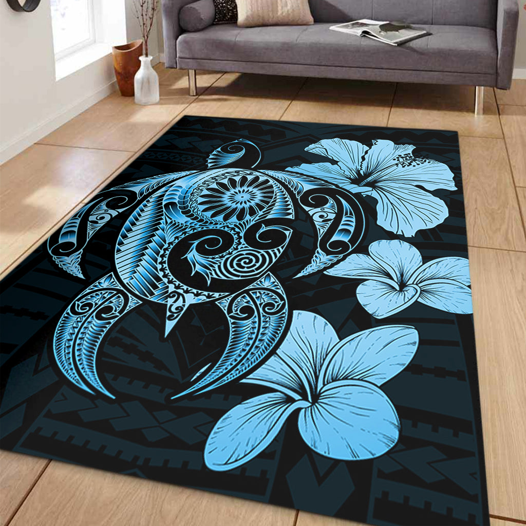 Hawaii Area Rug Hibiscus Plumeria Mix Polynesian Turtle