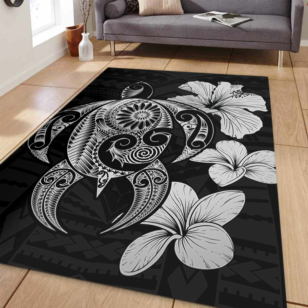 Hawaii Area Rug Hibiscus Plumeria Mix Polynesian Turtle